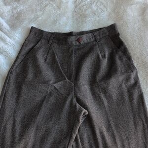 Van Heusen Brown Trousers High-Waisted Pleated